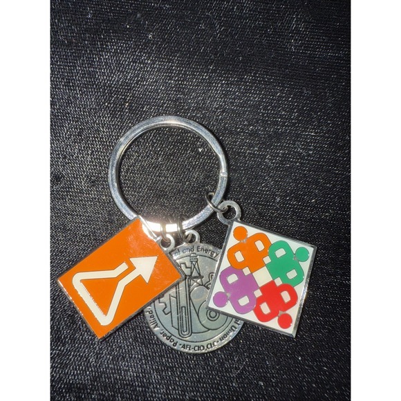 Vintage Promotional Rohm & Haas Keychain Domed Logo  4384 Union Now Dow Chemical - Picture 1 of 4